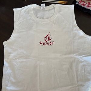 Volcom White Tank Top with Red Logo